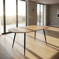 Table à manger extensible en MDF avec structure en tube de fer revêtu, mobilier de salle à manger et de maison