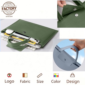 Venta al por mayor de fábrica logotipo personalizado Oficina moda bolso PU cuero portátil bolsas para hombres mujeres manga portátil maletín ordenador bolsa - Product Image 3