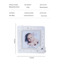 Cadre photo bébé en alliage de zinc argenté 4x4, avec motifs ballons et chaussures en cristal, pour nouveau-né, cadeau de naissance, souvenir, vente en gros