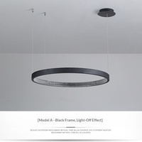 Lustre LED en forme d'anneau de style nordique, variateur de trois couleurs, télécommande pour salons/salles à manger, éclairage de luxe post-moderne