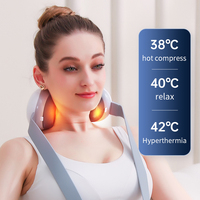 Masseur de cou 3D à pétrissage avec chaleur et lumière rouge pour soulager les douleurs cervicales et les nœuds musculaires, rechargeable par USB
