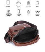 Tas Selempang Pria Ringan Anti Air Multi Layer Vertikal dengan Kantong Resleting Depan Belakang