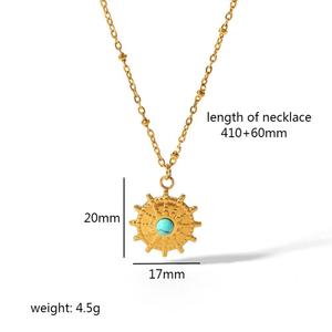 Collier pendentif chaîne à maillons en acier inoxydable doré, style vintage parisien, hypoallergénique, avec zircon, pour peaux sensibles unisexe - Product Image 6