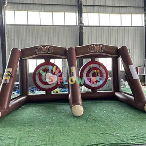 Commercial pvc portable indoor outdoor challenge games double inflatable dart board axe inflate battle axe