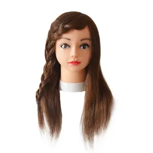 Cabeça de manequim para cabelo 100%, cabelo humano com 18 polegadas, cabeça de manequim para cabeleireiro da academia, corte de pintura, boneca