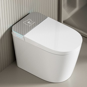 WC intelligent moderne avec chasse d'eau automatique à capteur, bidet intégré, chauffage, forme allongée, siphon en S, fonctionnement automatique, télécommande - Product Image 2