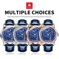 OLEVS 9923 Herren uhr Luxus Original Automatik Mechanische Uhr Leder armband Wasserdichte leuchtende Sternen uhr für Herren