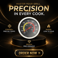Pemanggang BBQ Keramik Kamado 21 Inci Tanpa Asap, Lapisan Enamel, Termometer Terpasang, Untuk Penggunaan Luar Ruangan dan Rumah Tangga