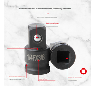 6-Piece Pneumatic Socket Adapter Drive <b>Set</b> Chrome Vanadium Steel 1/4" 1/2" 3/8" 3/4" Sockets OEM Ratchet Breaker <b>Hand</b> <b>Tool</b> TLS-1 - Product Image 3