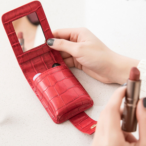 Cosmetic Bag Makeup Lipstick Bag With <b>Mirror</b> Fashion Portable Mini Storage Bag Ladies <b>Travel</b> Pouch Crocodile Pu - Product Image 1