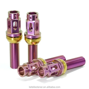 Tiges filetées en aluminium anodisé avec tête hexagonale et anneau doré, diamètre 12 mm, filetage métrique grossier, fixations - Product Image 1