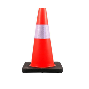 Cône de signalisation routière standard orange avec bande réfléchissante, en PP, pour zones de construction - Product Image 1