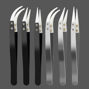 Ceramic Tweezers High Temperature Resistant Insulated Anti Static Pointed Tip Stainless Steel Handle 115mm Industry DIY <b>Tool</b> - Product Image 1