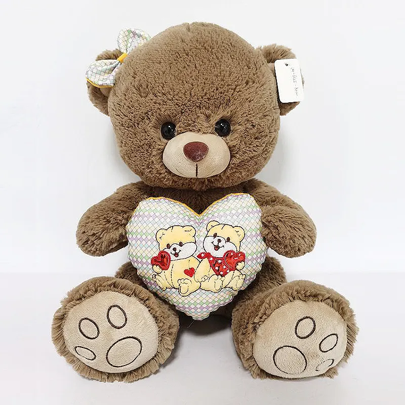 Aspetto attraente orsacchiotto bianco/marrone con cuore rosso con ricamo ti amo per regali orsacchiotto peluche