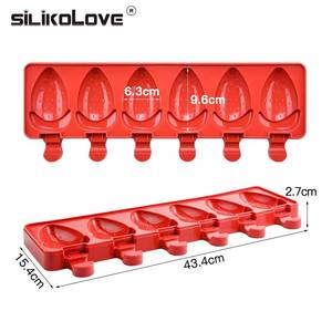 Nouveau moule à glaces en silicone à 6 cavités en forme de fraise avec bâtonnets, sans BPA, pour bâtonnets de fruits glacés - Product Image 2