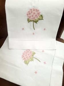 Toalla de Mano de Algodón Blanco de Alta Calidad, Bordada Personalizada con Diseño de Hortensia Rosa, para el Hogar, Deportes y Bodas - Product Image 5