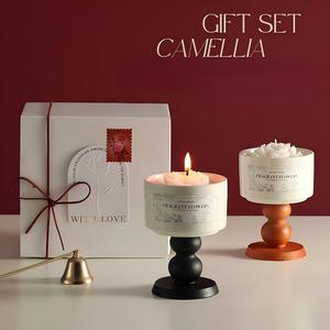 Juego de Velas Aromáticas de Lujo con <span class=keywords><strong>Cera</strong></span> de Soya, Velas Sólidas Perfumadas Creativas para <span class=keywords><strong>el</strong></span> Hogar con Base de Madera y Cerámica de Alta Gama - Product Image 2