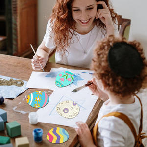 Easter Decorative Classic Woodblock Pendant Children's <b>Party</b> DIY Wooden Egg One-Piece Custom 7*9CM - Product Image 3