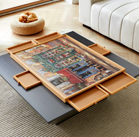 Table de puzzle en bois à 6 tiroirs, rotative, portable, avec plateau de rangement pour puzzles, anti-salissure, avec tiroirs de classification