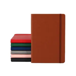 Custom Logo A5 Hardcover Notebook With Pen Holder And Elastic Band Pu Leather Notebook Diary