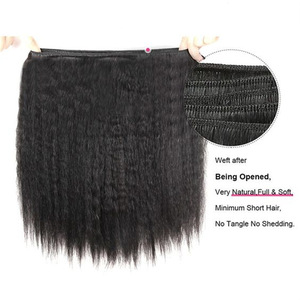 Extensiones de Cabello Humano Virgen Remy Tejidas a Mano para Trenzas de Ganchillo, Liso Kinky, Venta al por Mayor - Product Image 3