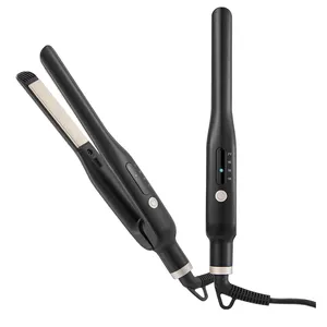 Mini 2 in 1 Curler Irons Pencil Thin Small 3/10 Inch Mini Straightener Men Short Hair Flat Iron Fast Heating Straight Curling