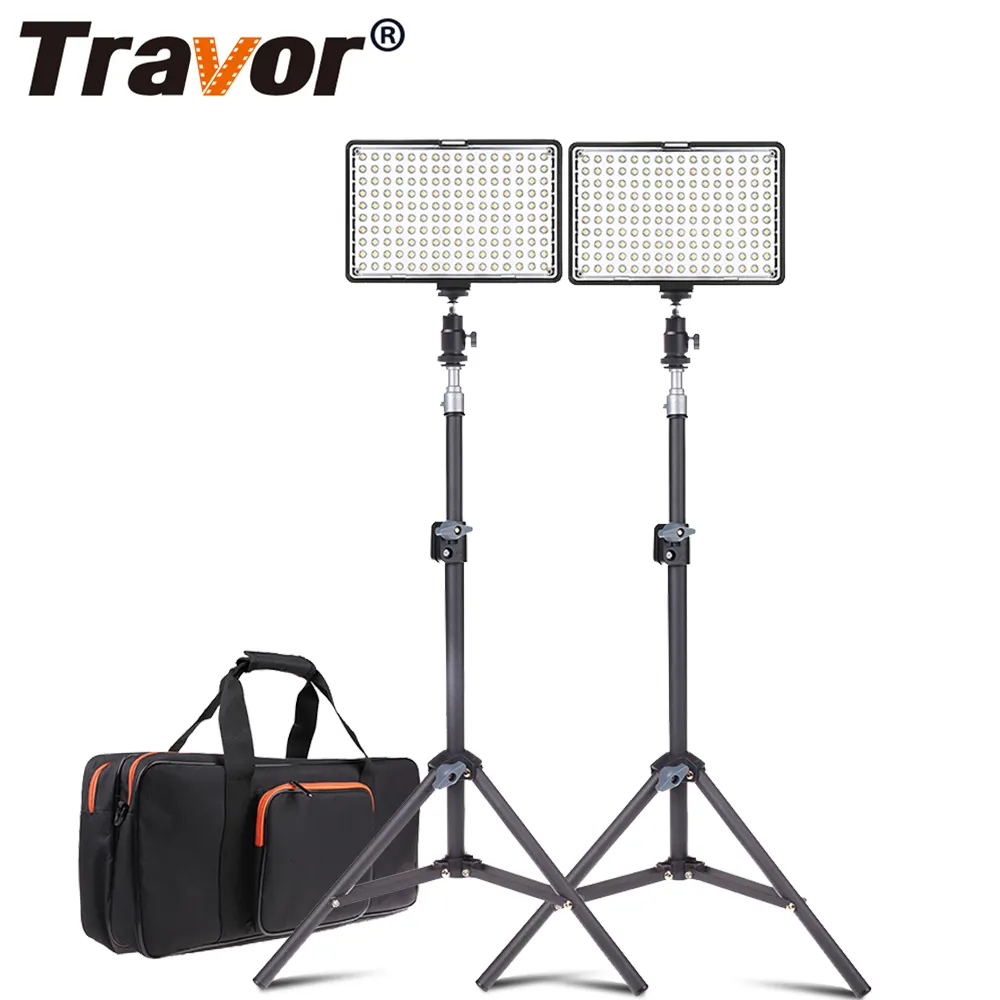 Travor TL-160S 2 Set LED Video Light Studio Luce Illuminazione Fotografica con il Treppiedi 3200K/5600K Lampade a Pannello per la Foto Youtube