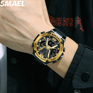 SMAEL 8087 Dual Display Quartz Watch ABS Alloy Shell 30-50M Waterproof PU Strap Multi Color Sports <b>Stop</b> Watch <b>Alarm</b> - Product Image 1