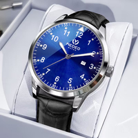 Jam Tangan Quartz Mewah Logo Kustom Pria Tali Kulit Casing Baja Tahan Karat Tahan Air Kaca Mineral Bisnis Fashion Minimalis
