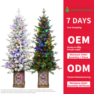 <span class=keywords><strong>Sapin</strong></span> de Noël en PVC ignifuge, aspect réaliste, avec baies rouges et cônes de pin, 100 lumières LED de haute qualité, lot de 3 - Product Image 1