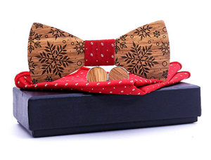 Nœud <span class=keywords><strong>papillon</strong></span> en <span class=keywords><strong>bois</strong></span> massif pour homme avec grande sculpture jacquard flocon de neige, accessoire en <span class=keywords><strong>bois</strong></span> pour marié et fête de mariage - Product Image 4