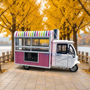 Camion de restauration rapide électrique rose à trois roues, personnalisé en usine, entièrement équipé, en acier inoxydable, pour la vente de glaces en rue - Product Image 1