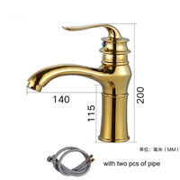 Robinet de lavabo haut de gamme doré, monocommande, à poser sur comptoir, pour lavabo sur pied
