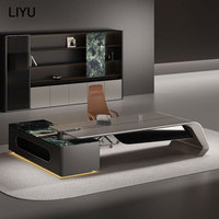 Bureau de direction moderne avec tiroir de rangement, design italien, poste de travail pour manager, mobilier commercial