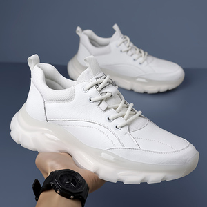 Chaussures décontractées pour hommes de qualité supérieure, en cuir fendu blanc, à lacets, respirantes, pour la marche et la course, personnalisables avec votre propre logo - Product Image 5