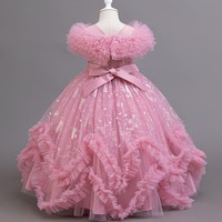 Robe de princesse en tulle à imprimé papillon pour filles, avec manches bouffantes, pour fêtes d'anniversaire, pour tout-petits et enfants