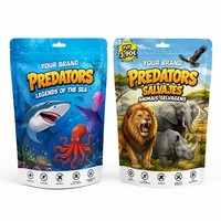 Sachets d'emballage personnalisés imprimés avec trou de suspension et fermeture éclair refermable pour jouets et figurines d'animaux – Vente en gros