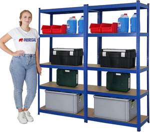 Mega Deal <span class=keywords><strong>Lot</strong></span> de 2 étagères pour charges lourdes 180X90X40 cm Charge maximale 175 kg Étagère de rangement de garage bleue - Product Image 3