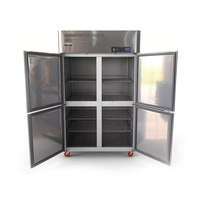 Réfrigérateur vertical de qualité supérieure, robuste, écoénergétique, en acier inoxydable, 4 portes, congélateur vertical commercial