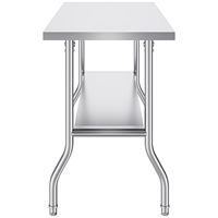 Table de travail carrée en acier inoxydable à double couche, robuste, pour l'extérieur, avec pieds pliants amovibles