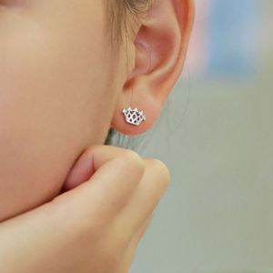 Dylam New Design Hypoallergenic Nickel Free 925 Sterling <b>Silver</b> Kid Children 5A CZ Cubic Zirconia Hallow Out <b>Crown</b> Stud Earrings - Product Image 6