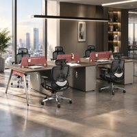 Poste de travail de bureau moderne pour 6 personnes avec panneau d'intimité, tiroir et armoire extensible pour centre d'appels ou projet de bureau