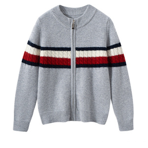 Maglione Cardigan in Cashmere Casual lavorato a <span class=keywords><strong>maglia</strong></span> a righe grigio lavorato a <span class=keywords><strong>maglia</strong></span> con chiusura a blocchi di colore - Product Image 1