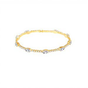 Bracelet en cristal pour femmes, ton or, zircon, bracelet ouvert élastique, bijoux à porter au quotidien - Product Image 5