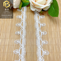 LEIXUSI 3cm Dentelle blanche brodée brillante en polyester soluble dans l'eau, accessoires DIY pour vêtements d'enfants en gros