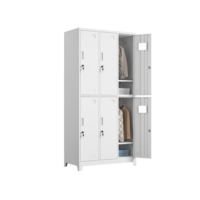 Casier de rangement métallique à 6 portes, armoire vestiaire en acier pour personnel avec serrure à clé sécurisée, trou de ventilation, pour bureau, salle de sport, dortoir