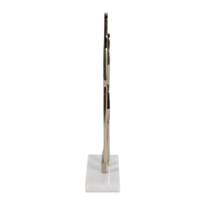 Scultura Astratta di Coppia in Metallo con Base in Marmo, Decorazione per Soggiorno e Ufficio - Product Image 3