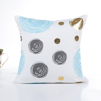 Housse de coussin personnalisée moderne dorée, motif géométrique carré, patchwork, sublimation, points, plantes, écologique, décoration intérieure