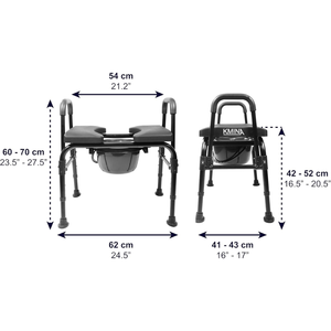 KMINA K30029 Siège de toilette surélevé, chaise de toilette avec siège réglable (3 en 1) pour adultes, noir - Product Image 1