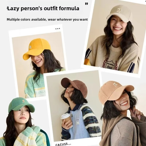 Cappellino da Baseball in Velluto <span class=keywords><strong>a</strong></span> Coste con Lettera '<span class=keywords><strong>R</strong></span>' Ricamata in 3D, Tinta Unita, Regolabile, Strutturato, Accessorio Elegante per Autunno e Inverno - Product Image 6
